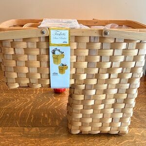 Woven Basket with Wooden Accents
